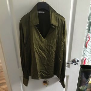 Army Green Silk Top